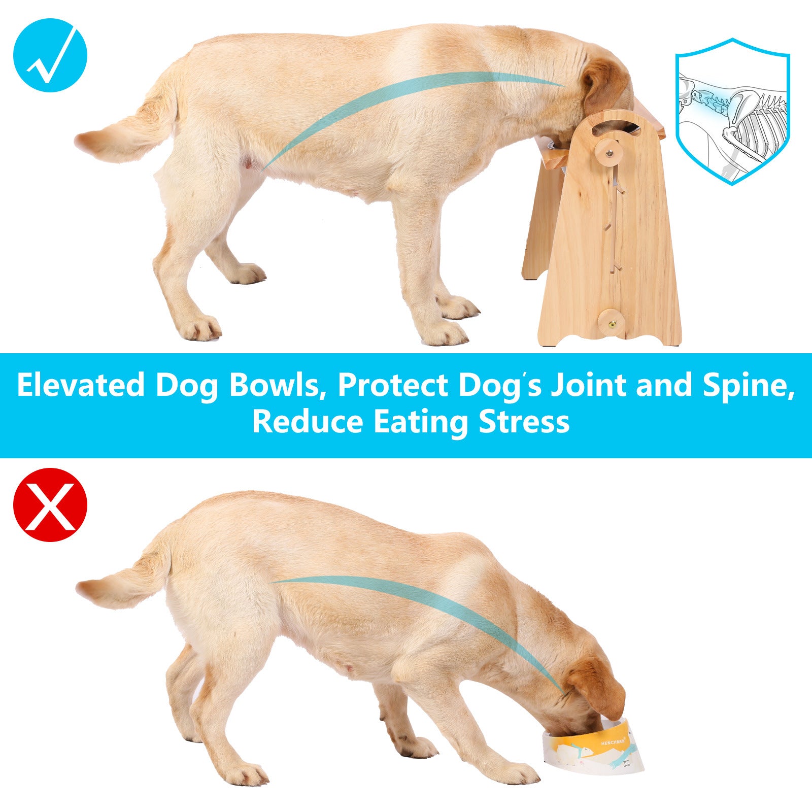 Elevated Dog Bowls for Medium Large Sized Dogs, Adjustable Heights Raised Dog Feeder Bowl with Stand for Food & Water Doba